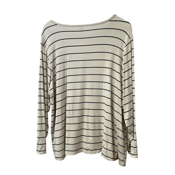 OLD NAVY Long Sleeve Tee Size XXL Womens Nautical Stripe Top Beige Black - Picture 5 of 8